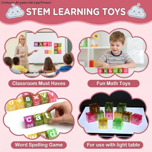 Magnetic Alphabet Blocks Letters Numbers 40pcs Travel STEM Kids 3-8 - Image 6