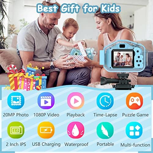 DEKER Kids Waterproof Camera, Underwater HD Digital Camcorder, Blue - Image 2