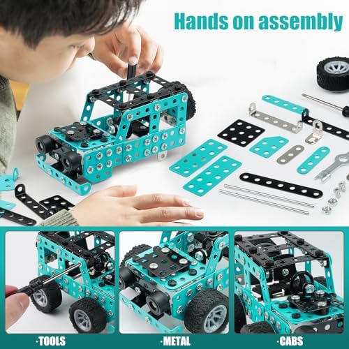 Erector Sets for Boys Age 8-12, Metal Model Car Kits for 14 and Up, TruckToy Building Sets, STEM Kits for Kids Ages 6-12-16 8-10-13, Birthday Gifts for 12 13 14 15 16 Year Old Boys and Adults - Image 3