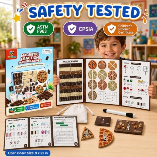 Magnetic Fraction Playbook, Pizza & Chocolate Tiles K-3 - Image 2