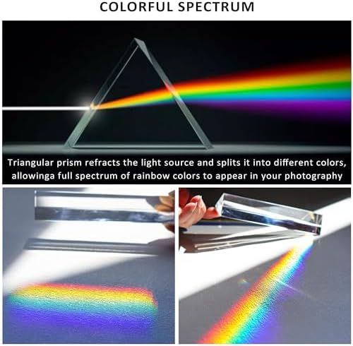 QFkris 4pcs 6 inch Clear Optical Lens Glass Triangular Prism for Photography Science Classroom Rainbow Maker Art Decor (Pack of 3) - Image 6