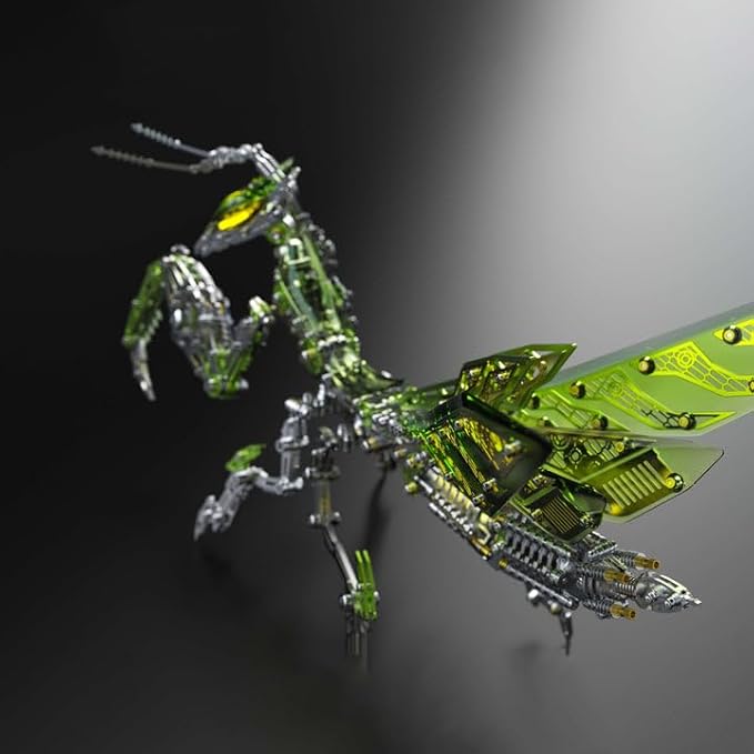 Metalkitor 3D Metal Puzzles for Adults, Giant Mantis Model Kit - Steampunk DIY Ornament - Assembly Jigsaw Crafts Brain Teaser - Perfect Room Decor and Gift Choice(1200+PCS, Grass Green)