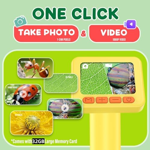 IMICHI Microscope for Kids 50X-1000X 2 inch IPS HD Screen, 32GB Storage Card, 1080P Video, 2-Hour Battery Life, Easy Carry, Slides Included - Perfect Science Kit Gift for Kids Ages 8-12 Yellow - Image 6