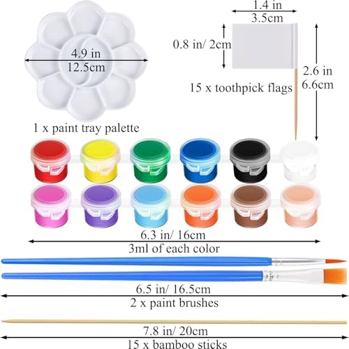 48PCS Solar System Model Foam Ball Kit Includes 10 Sizes Polystyrene Spheres Balls, Bamboo Sticks, Toothpick Flags, 12 Color Pigments, Brushes, Paint Tray Palette for School Science Projects - Image 3