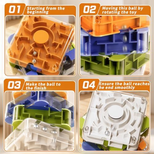 4 Layer 2-in-1 3D Rolling Ball Fidget Spinner, 3D Brain Teaser Puzzle Game, Education Sensory Toys Birthday Gift for Kids Adults 4 5 6 7 8 Years Old Boys Girls - Image 5
