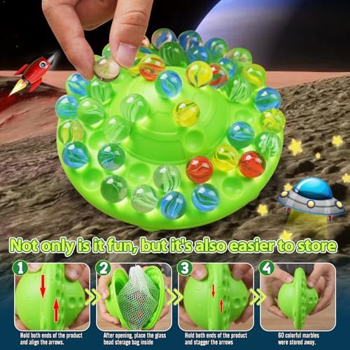 Marble Game & Balance Game for Kids - 60 Premium Glass Marbles, Strategy Fun Toy for 1-4 Players, Ready to Play Out of The Box 8 Years Old - Image 3