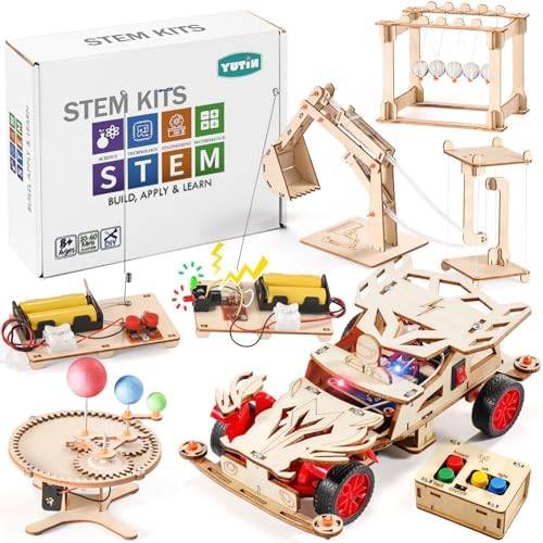 Yutin 6 in 1 STEM Kits for Kids Ages 8-10, Wood Building Crafts Kits for Boys, Toys for Boys Age 8-12, 3D Wooden Puzzles by Yutin