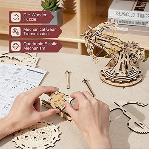 ROKR 3D Wooden Puzzles for Adults, DIY Wooden Ballista Launcher Toys Building Model Kits STEM Projects Toys for Adult - Image 5