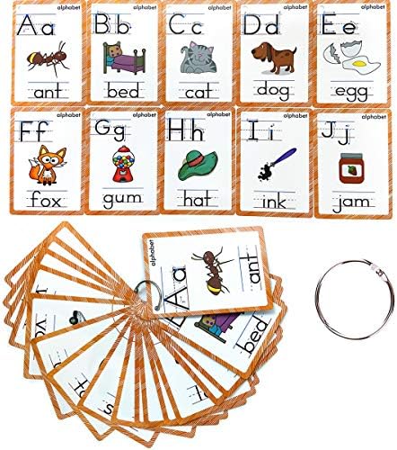 26 Alphabet Flash Cards for Kids | 26 Letters Flash Cards Perfect for Preschool to Kindergarten, Teacher/Autism Therapists Tools by SANTSUN