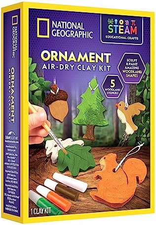 National Geographic Kids Ornament Air Dry Modelling Clay - Self Hardening Clay with Stencils and Tools | STEM Activity Gifts for 8+ Year Old Boys and Girls by National+Geographic