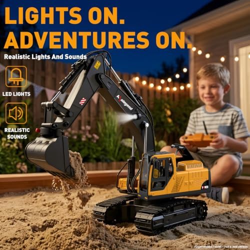 kolegend 3 in 1 Remote Control Excavator Toy 14 Channel RC Excavator Toy for Boys 3-12 with Bucket/Claw/Drill 2.4GHz Full Functional Construction Vehicles Toys Gift for 6 7 8 9 10 Years Old Kids Boys - Image 6
