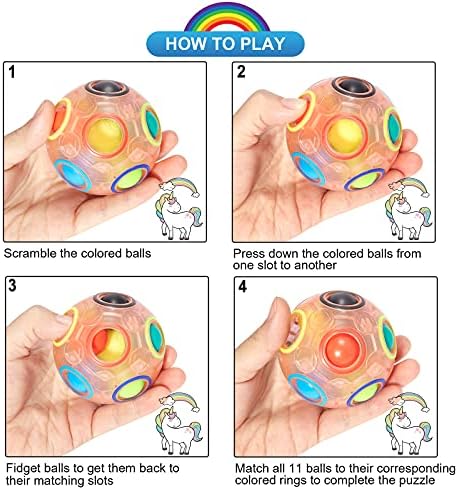 Vdealen Magic Rainbow Puzzle Ball, Fidget Ball Puzzle Brain Teaser Fidget Toy for Boys & Girls- Birthday Party Easter Valentines Christmas Stocking Stuffers for Kids Teen & Adults(Pink) - Image 4