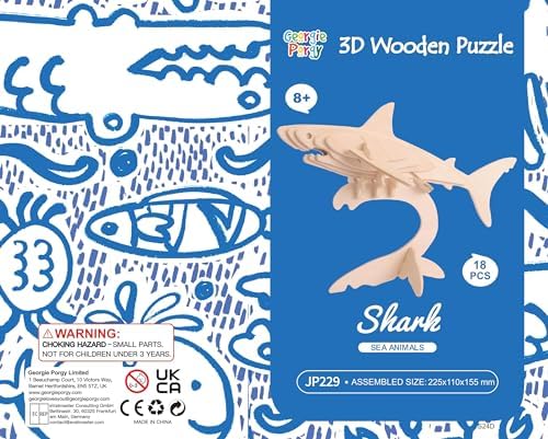 Georgie Porgy 3D Wooden Puzzles for Kids Toys Construction Woodcraft Kits DIY Model Puzzle Kits Birthday Gifts Pack of 3 (Bee Shark Sea Turtle) - Image 6