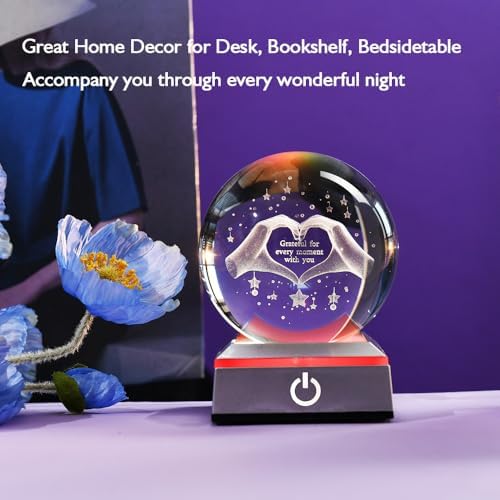 3D Heart Couple Gifts for Women Crystal Ball Lover Gift for Wife - Image 2