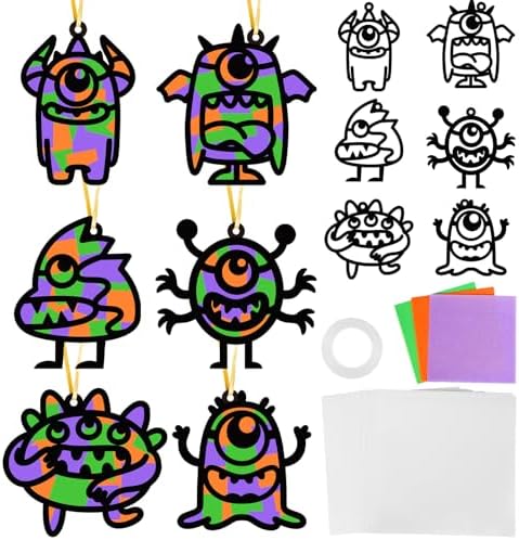 Qyeahkj 36Set Halloween Monster Suncatchers Crafts Kit for Kids by Qyeahkj