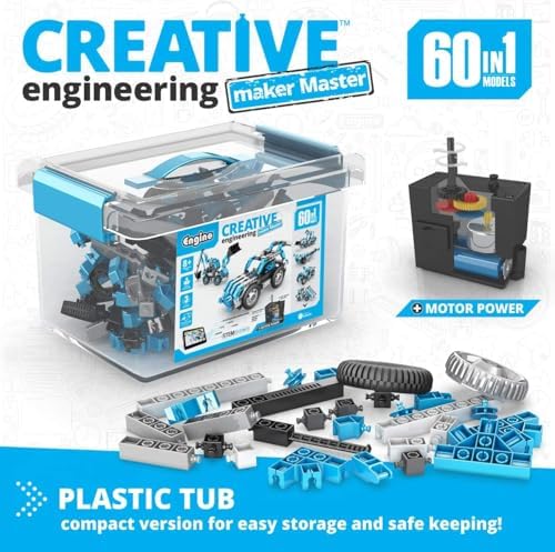Engino Creative Engineering Kit, 60 Motorized Models for Kids 8+, Bulding Toys, STEM Projects for Young Inventors, Construction Toys, Models Powered by Motor, Gift for Boys & Girls - Image 2