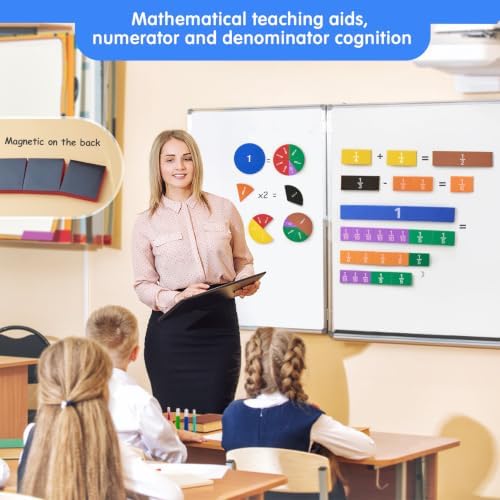 TOMMYHOME Magnetic Fraction Tiles for Kid's Maths Toys.Standing Teaching aids for Primary .Help Kids Learn Fractions (R+Rectangular) - Image 3