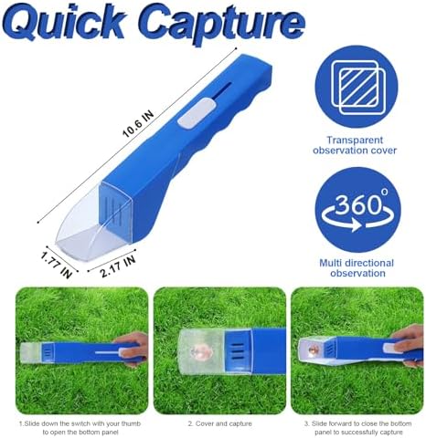 2Pcs Small Animals Catcher Quick Release Humane Catching Tool Clear Contactless Observer Kids Adults Nature Exploration Container to Capture Butterflies, Bees, Spiders, etc (Yellow+Blue) - Image 4