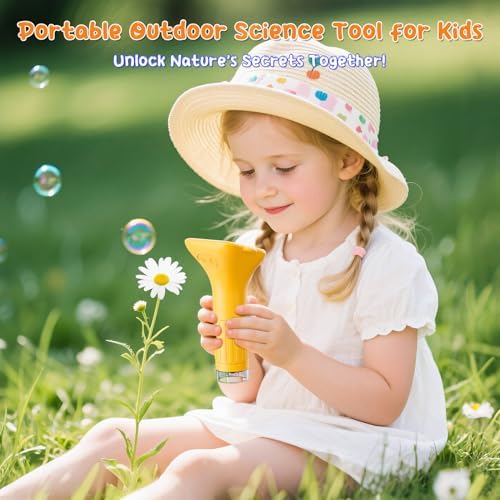 SKYBASIC Digital Microscope for Kids, 2" Screen 1000X Handheld Microscope HD Pocket Portable Microscopes Camera, Science Edu Fun Birthday Gifts Toys for Ages 4-12 Children Students Boys Girls -Yellow - Image 6