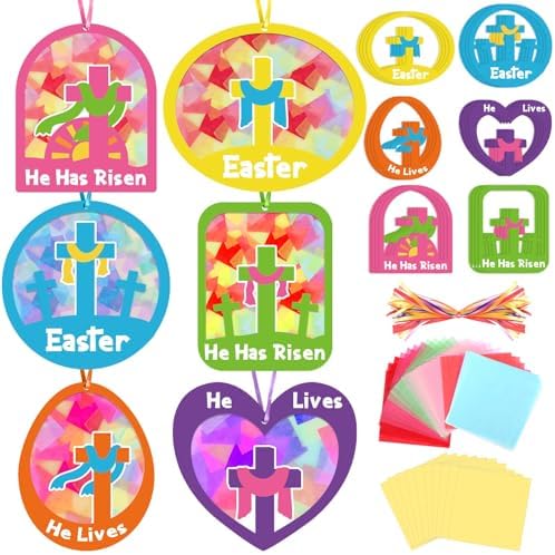 Qyeahkj 36Set Easter Cross Suncatchers Crafts Kit for Kids by Qyeahkj