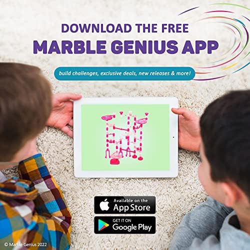 Marble Genius Marble Run Starter Set STEM Toy for Kids Ages 4-12 - 130 Complete Pieces (80 Translucent Marbulous Pieces and 50 Glass Marbles), Construction Building Block Toys, Pink, - Image 6