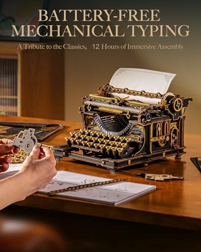 ROKR 3D Wooden Puzzles for Adults, Mechanical Typewriter Vintage Model Kits - Image 5