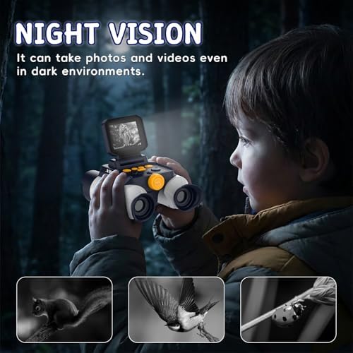 Binoculars for Kids with Night Vision, 2.4" HD Screen & 10X Zoom for Photo and Video - Outdoor Adventure Binoculars Bird Watching, Camping, Hiking, Gifts for Kids Ages 4+ (White) - Image 3