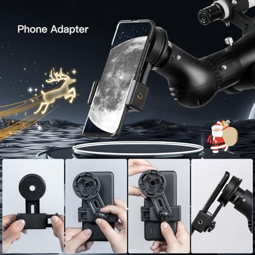 FREE SOLDIER Telescope 70mm Aperture 500mm Refractor Telescope for Adults High Powered - Professional Astronomical Refracting Telescope for Adults Beginners with Phone Adapter White - Image 6