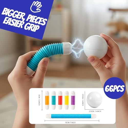 Flexible Magnetic Tubes for Kids, 66 PCS STEM Learning Builder Set - Image 7