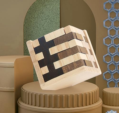Ahyuan Wooden Brain Teaser Puzzle Cube Wooden Puzzles T-Shaped Jigsaw Logic Puzzle Educational Toy for Kids and Adults by AHYUAN (Brown and Natural) - Image 2