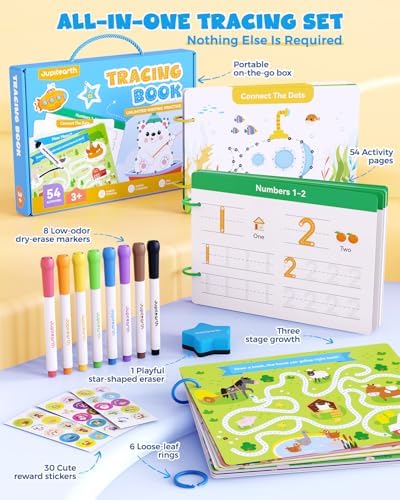 JUPITEARTH 54 Reusable Pages Tracing Books for Kids Ages 3-5 - Image 2