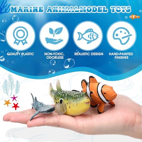 Gerrii 39 Pcs Ocean Animals Figurines Sea Life Set Cake Toppers Decor - Image 3