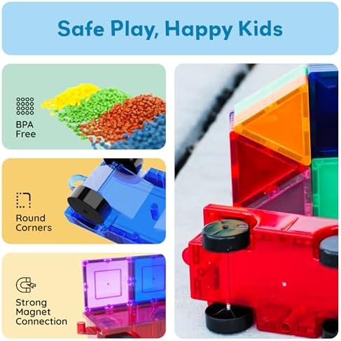 PicassoTiles Magnetic Car & Truck Base Accessory, STEM Building Toy Ages 3+ - Image 6