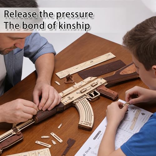 3D Wooden Puzzles for Adults,Wooden Toy for Adults,DIY Rubber Band Gun,Educational Brain Teaser,Best Educational Christmas Birthday Day Gift for Kids(Wooden Gun) - Image 4