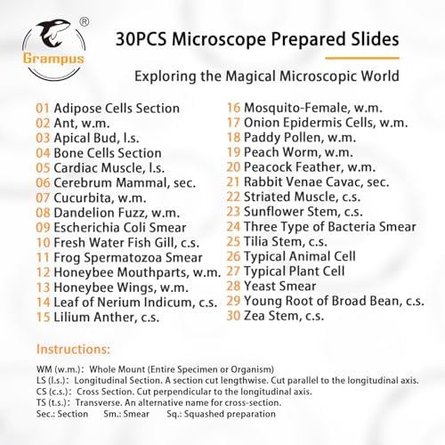 30 Prepared Microscope Slides with Specimens for Kids Students - Animals Plants Insects Microorganism, for Biological Science Lab, Children's Science Education, Homeschool - Image 6