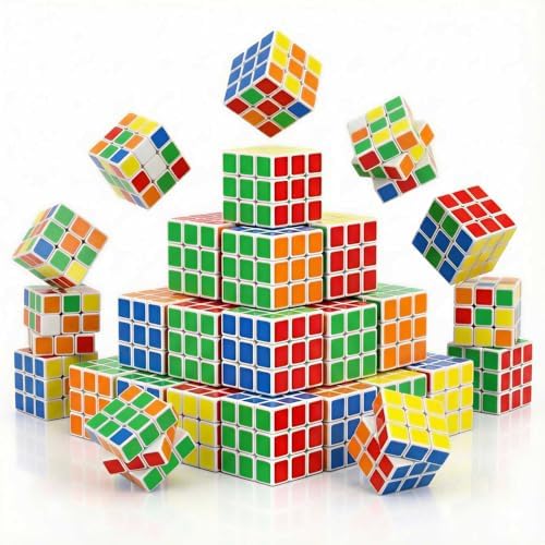 36 Pack Mini Speed Cube Puzzle Party Favors for Kids - 1.18" Smooth Corner Cut 3x3 Brain Teasers for Classroom Prizes, End of Year Student Gifts, Treasure Box Toys & Road Trip Travel Game by Unknown