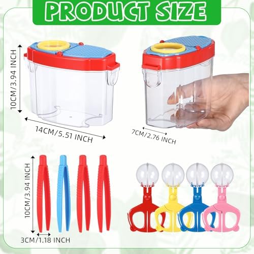 Halloscume 4 Set Kid Bug Catcher Kit, Insect Viewer with Magnifying Lid - Image 2