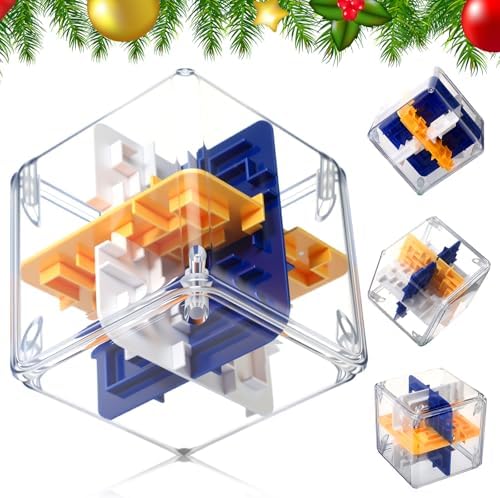 1 Sets Large Labyrinth 3D Maze Cube Puzzle Maze Game Gravity 3D Puzzle Cube Brain Teaser Ball Games for Kids Education Sensory Toys Gift for Adults (24-Sided,Wood) by Wovnet