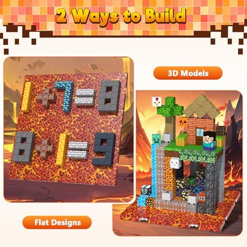 8PCS 4" x 4" Magnetic Building Block Base Plates for Kids, Strong Grip Magnetic Tiles Base Compatible with Most Popular Magnetic Blocks & Cubes, STEM Educational Toys for Boys Girls Ages 3+ (Lava) - Image 6