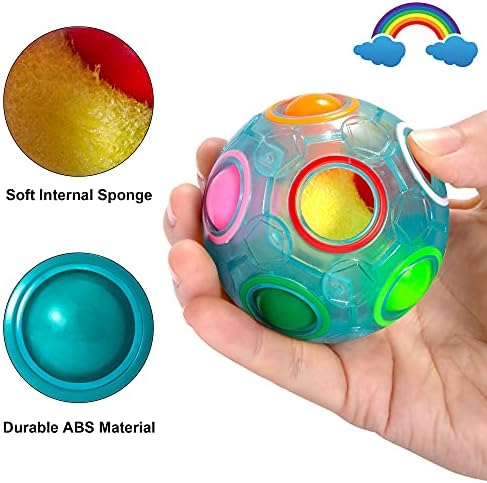 Vdealen Magic Rainbow Puzzle Ball, Fidget Ball Puzzle Brain Teaser Fidget Toy for Boys & Girls- Birthday Party Valentines Easter Christmas Stocking Stuffers for Kids Teen & Adults-2 Pack - Image 3