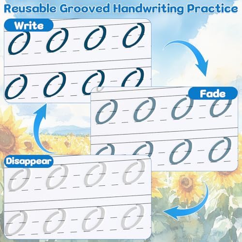 chiazllta 8 Pack Grooved Cursive Handwriting Workbook with Disappearing Ink Pens Magic Grooved Cursive Reusable Handwriting Practice Books Copybooks for Kids Beginners Learning Activities Supplies - Image 4