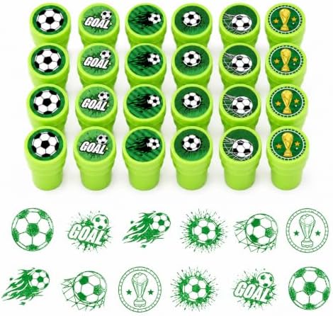 Cinrobiye 24 Pcs Soccer Sports Stampers for Kids, Pre-Inked Football Party Favor Set, Sports Birthday Party Supplies, Classroom Rewards, Goody Bags, Piñata Fillers by Cinrobiye