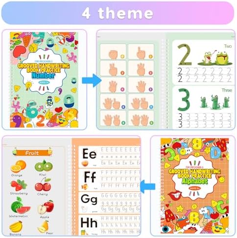 Magic Practice Copybook, Reusable Writing Practice Book, for Preschool Kids Age 3-8 ​Calligraphy (4 Books with Pens) - Image 6