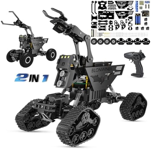Robot Car Kit, 2 in 1 Smart Robotics Arm Building Toy for Raspberry Pi Python Coding, STEM Programming Tank Kits with Camera (Without RPi Board) by BLONWINER