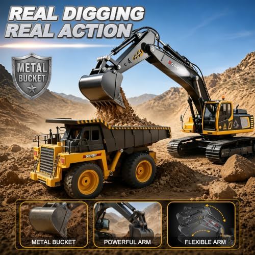 kolegend RC Excavator Toy | 1:18 Remote Control Excavator - Image 3