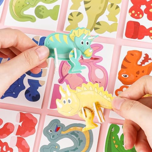 KIMOBER 25Pcs Educational 3D Cartoon Puzzle,3D Dinosaur Puzzle for Kids DIY Cartoon Dinosaur Animal Learning Jigsaw Toys for Kids - Image 2
