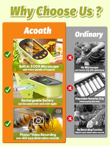 Acoath Microscope for Kids, Bug Catcher, 2.4" IPS Screen Bug Catching Kit - Image 3