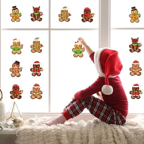 Renbuzhu 39PCS Christmas Crafts Bulk: Gingerbread Men Paper Suncatchers DIY Kit for Winter Xmas Holiday Activities Decorations, Window Stained Glass Effect Art Ornaments - Image 6