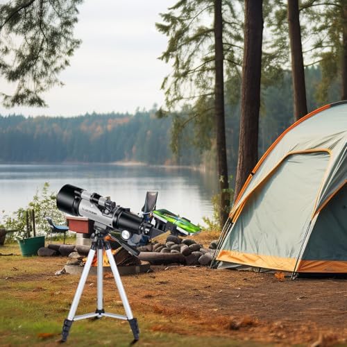 Telescope 70mm Aperture 400mm Astronomical Refracting Telescopes - Travel Telescope with Tripod, Phone Adapter(Silver) - Image 5