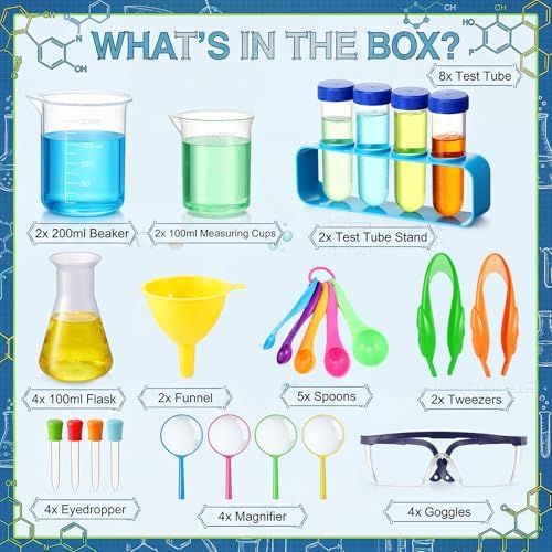 Copkim 39 Pcs Science Kits for Kids Educational Lab Science Experiments Early Learning Set Include Beakers and Test Tubes Droppers for Boys and Girls Birthday Party Gift - Image 2